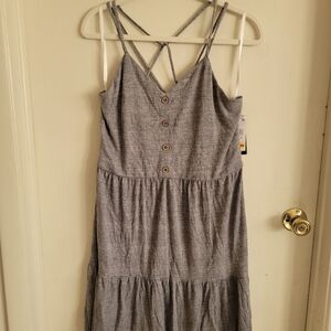 Ligh Blue Strap Dress with Button Detail